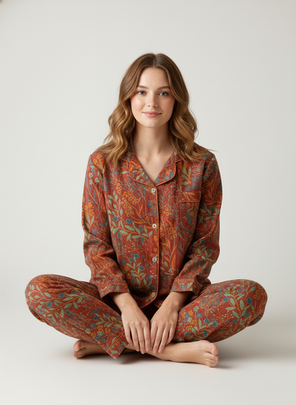 Sophie Élégante Pyjama en Coton Fleuri