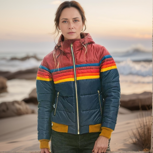 Emma – Veste matelassée élégante et chaude à blocs de couleur rétro