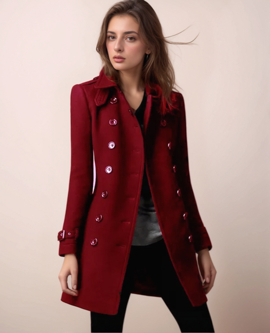 Édith – Manteau élégant double boutonnage avec col structuré