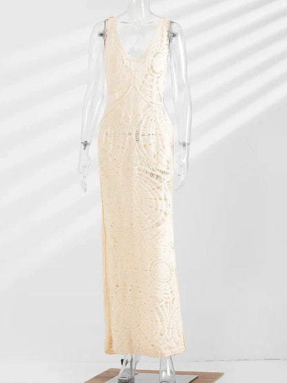 Robe Femme Crochet – Sans Manches – Décolleté V