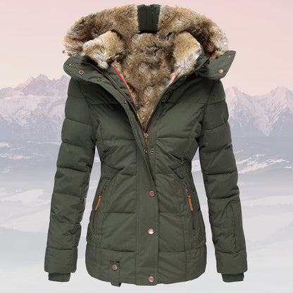 Emma – Elegant hooded down jacket with fur collar