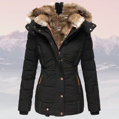 Emma – Elegant hooded down jacket with fur collar