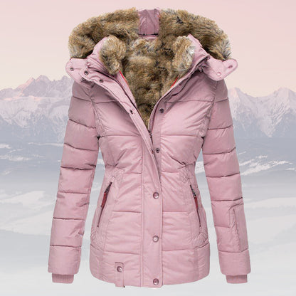 Emma – Elegant hooded down jacket with fur collar