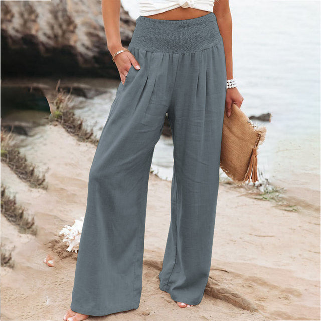 Pantalon large femme - Taille haute Coupe ample