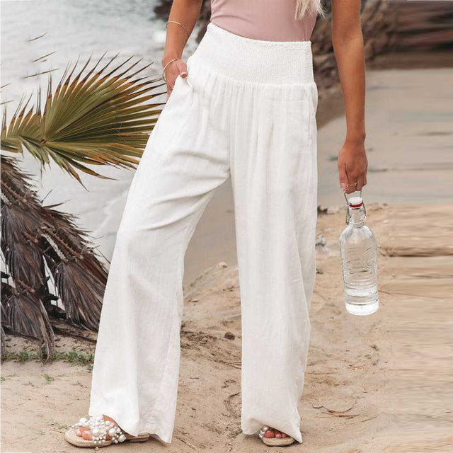Pantalon large femme - Taille haute Coupe ample