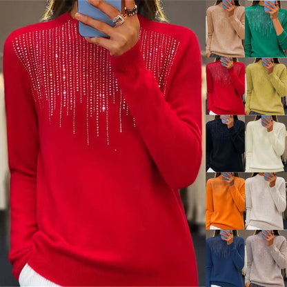 Sophie – Soft turtleneck sweater adorned with sequins