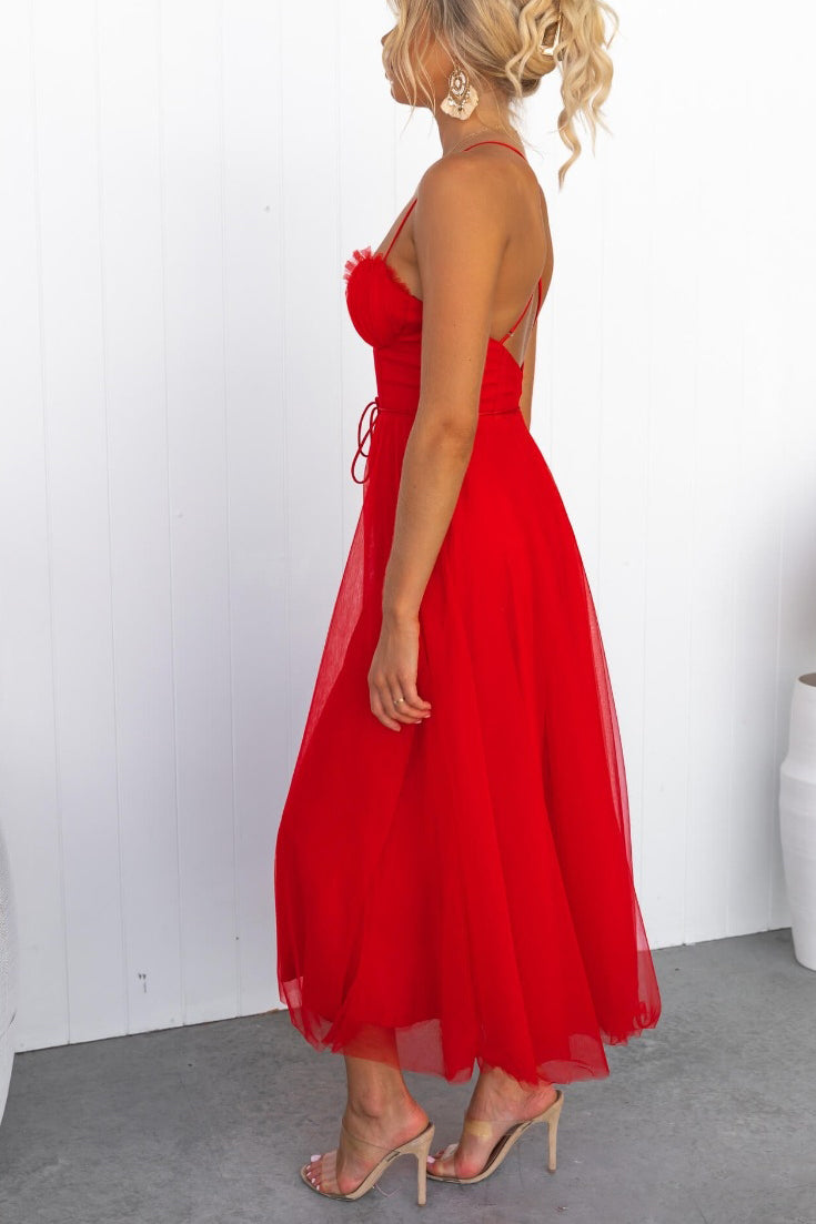 Robe Femme - Taille Cintrée - Jupe Midi Évasée Fluide