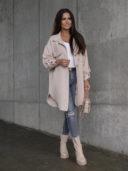 Emma – Veste douce et élégante en laine aspect lin
