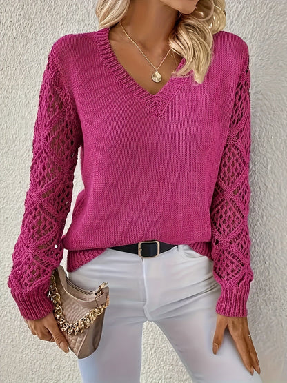 Sophie – Elegant V-Neck Sweater with Cutouts