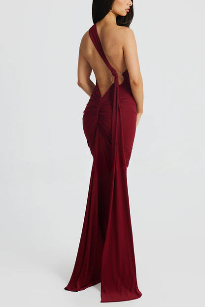 Emma Elegant Fluid Long Dress Backless