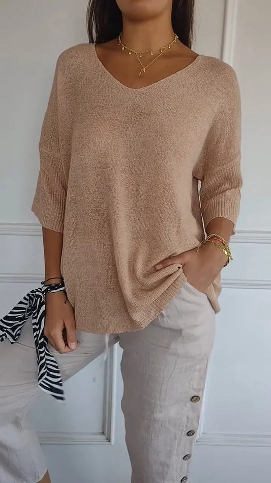 Emma – Blouse élégante et fluide à col en V