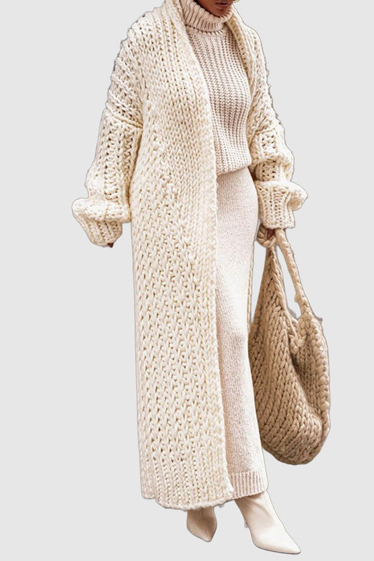 Sophie – Long cardigan en maille épaisse à coupe décontractée