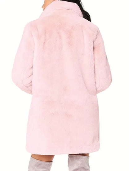 Manteau Mi-Long Femme en Fausse Fourrure