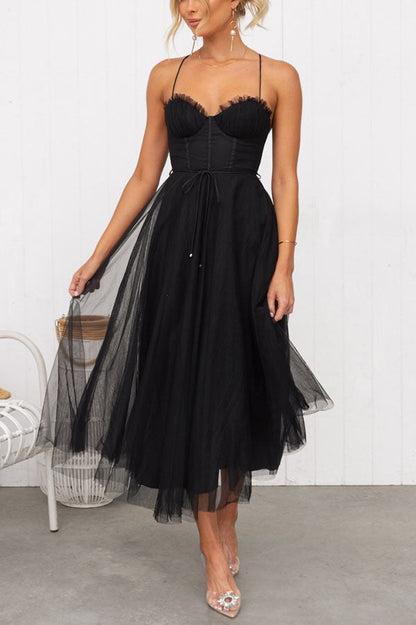 Robe Femme - Taille Cintrée - Jupe Midi Évasée Fluide