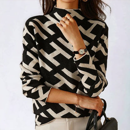 Sophie – Top tricoté doux à motif géométrique