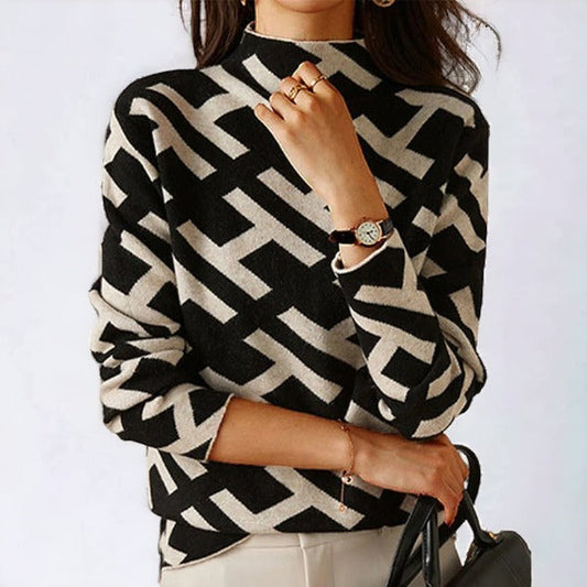 Sophie – Top tricoté doux à motif géométrique