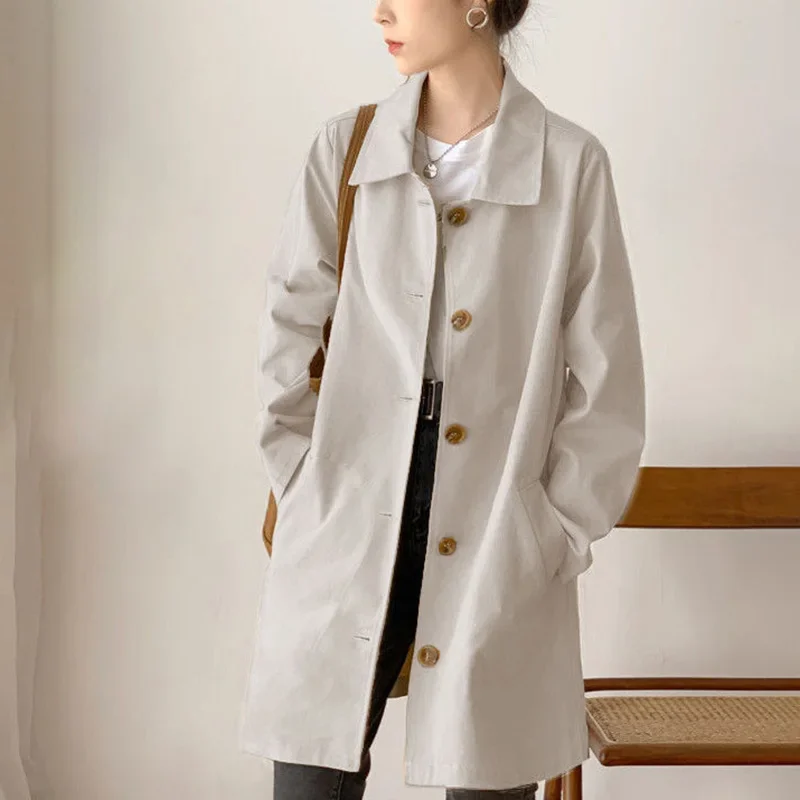 Emma – Élégant trench long à col tailleur