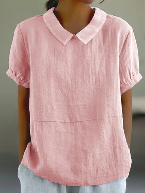 Sweet and Breathable Linen and Cotton Top