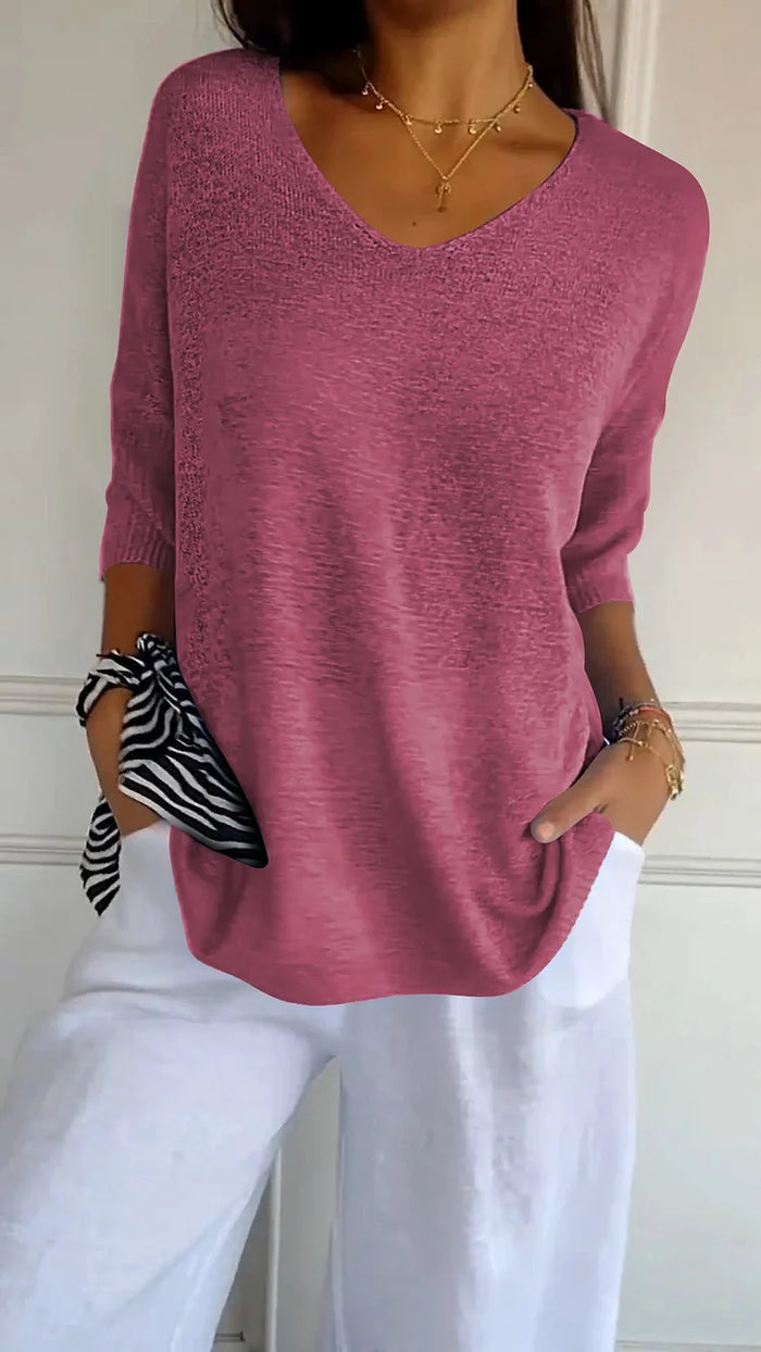 Emma – Blouse élégante et fluide à col en V