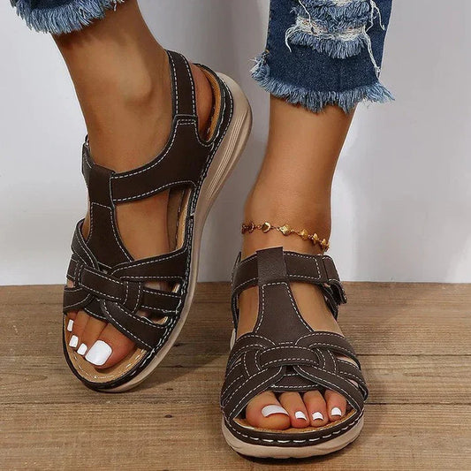 Léa Élégantes Sandales Orthopédiques en Cuir Vintage