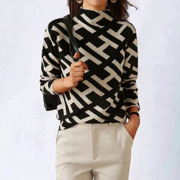 Sophie – Top tricoté doux à motif géométrique