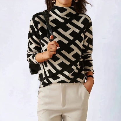 Sophie – Top tricoté doux à motif géométrique