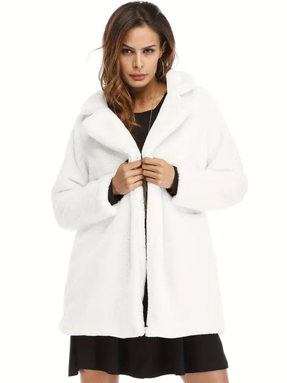 Manteau Mi-Long Femme en Fausse Fourrure