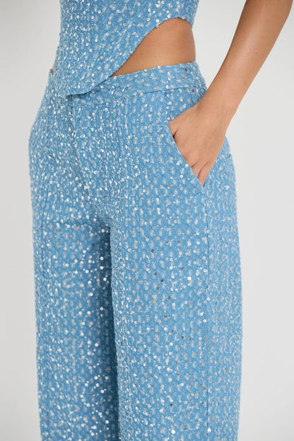 Ensemble Deux Pièces Femme - Pantalon Taille Haute Évasé