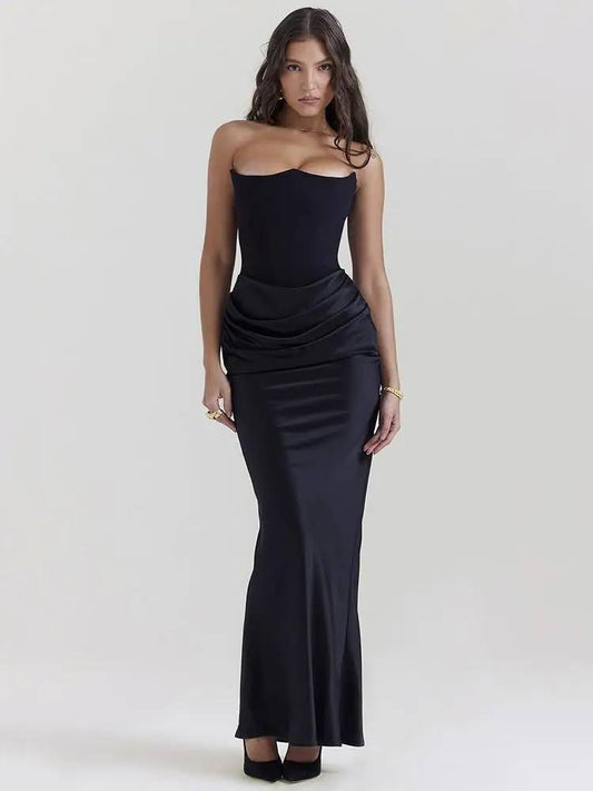 Evening Dress for Women – Long and Flared Strapless