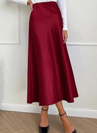Emma – Elegant satin midi skirt