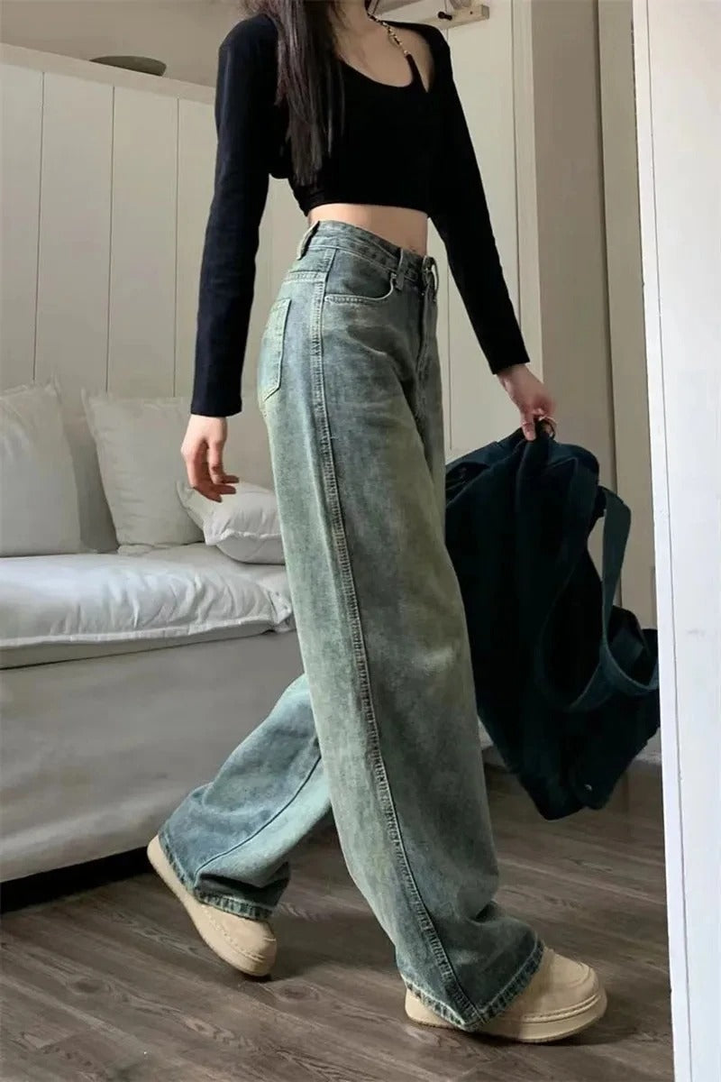 Jean Taille Haute Femme - Style Vintage Denim Confortable
