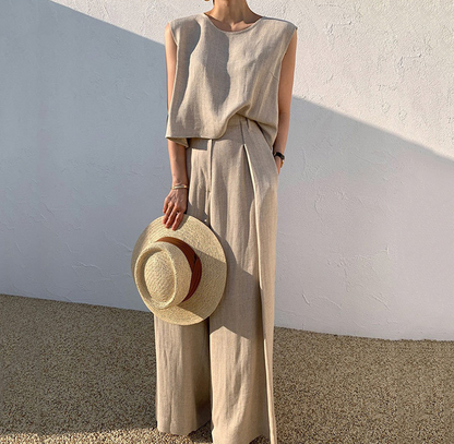 Ensemble Femme 2 Pièces – Haut Sans Manches et Pantalon Large