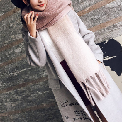 Emma Soft Cashmere Scarf with Plaid and Fringes